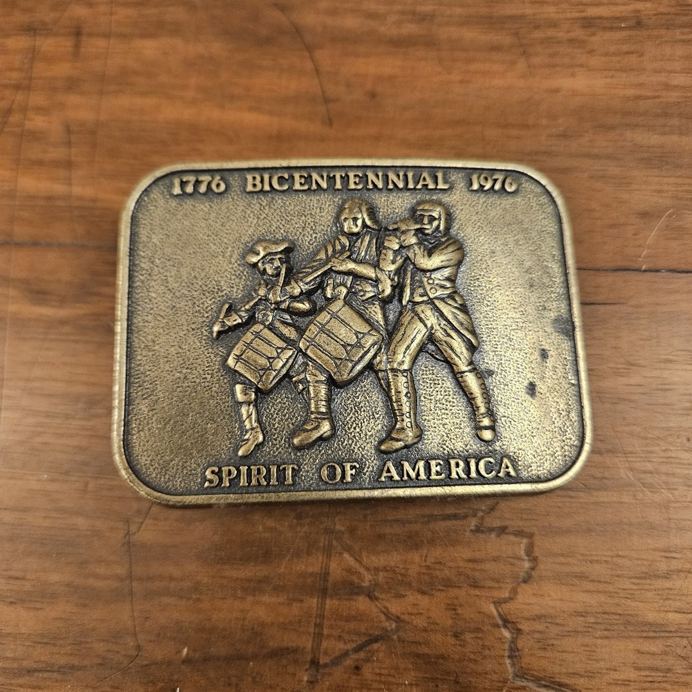 Vintage Bicentennial Belt Buckle Spirit Of America 1776 - 1976 Bronze Toned